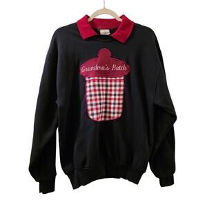 Vtg Embroidered Acorn Grandmas Batch Contrasting Collar Crewneck Sweatshirt M